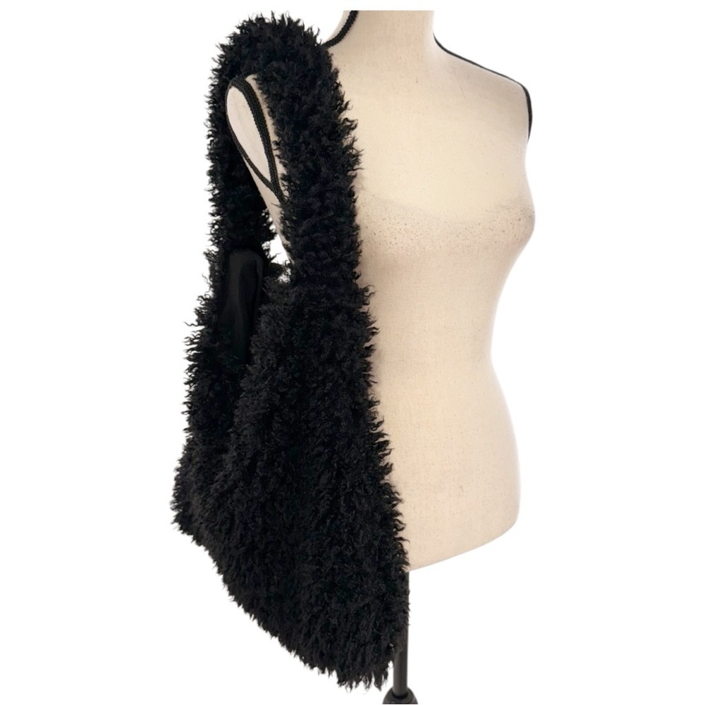 Urban Outfitters Gaia Faux slouchy shoulder bag black shaggy